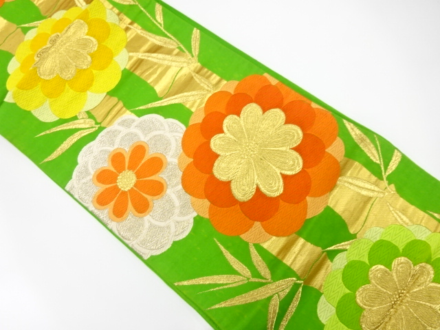 JAPANESE KIMONO / ANTIQUE FUKURO OBI / SILK / WOVEN BAMBOO GRASS